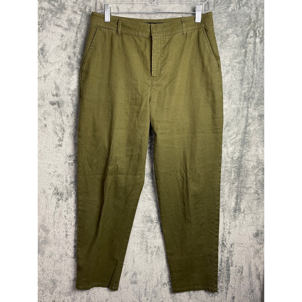 PERUVIAN CONNECTION Pants Womens 6 Olive Green Linen Blend Quiet Luxury Casual